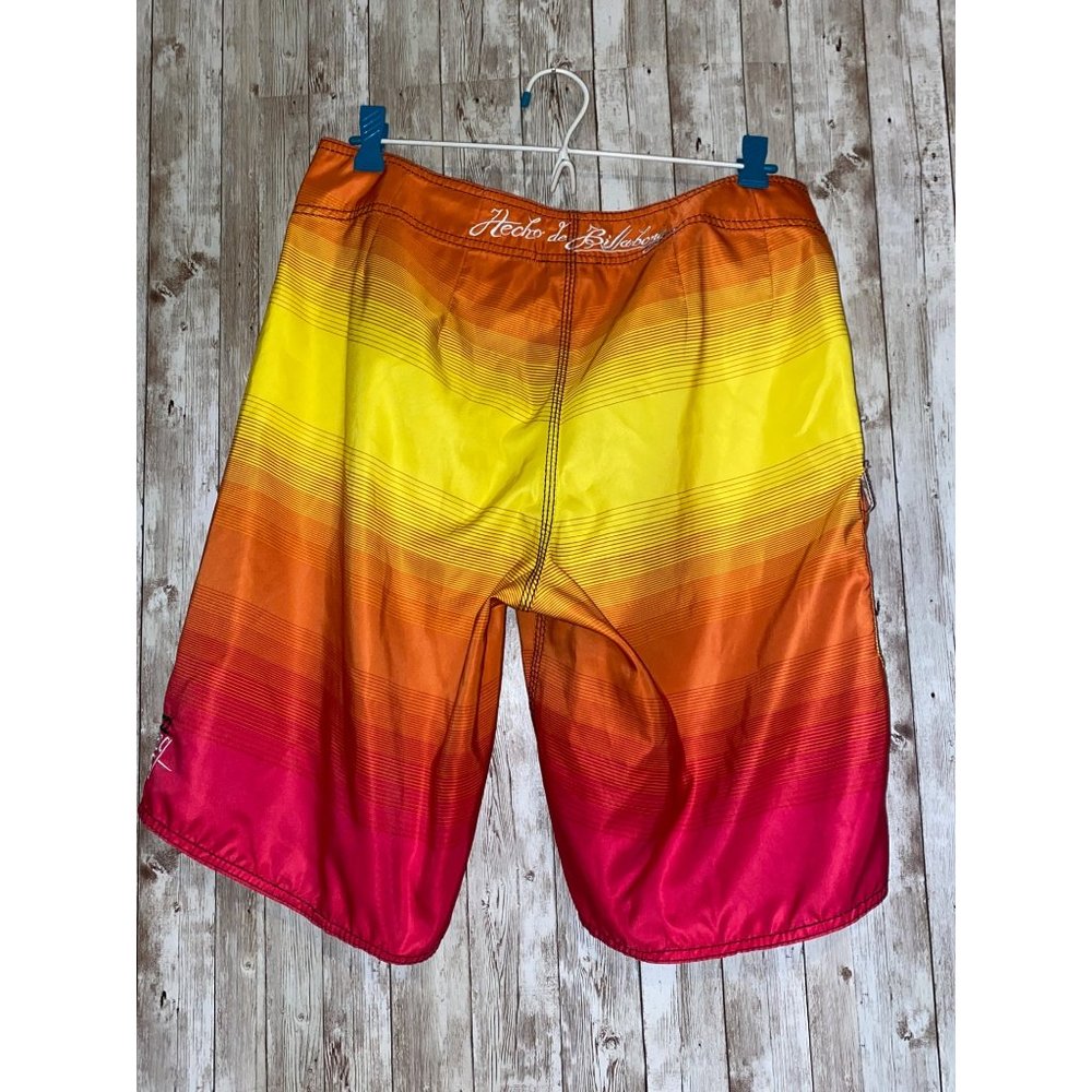 Men's Supreme Billabong Board Shorts Swimming Trunks Pink Yellow Orange Size 33 - Picture 5 of 8